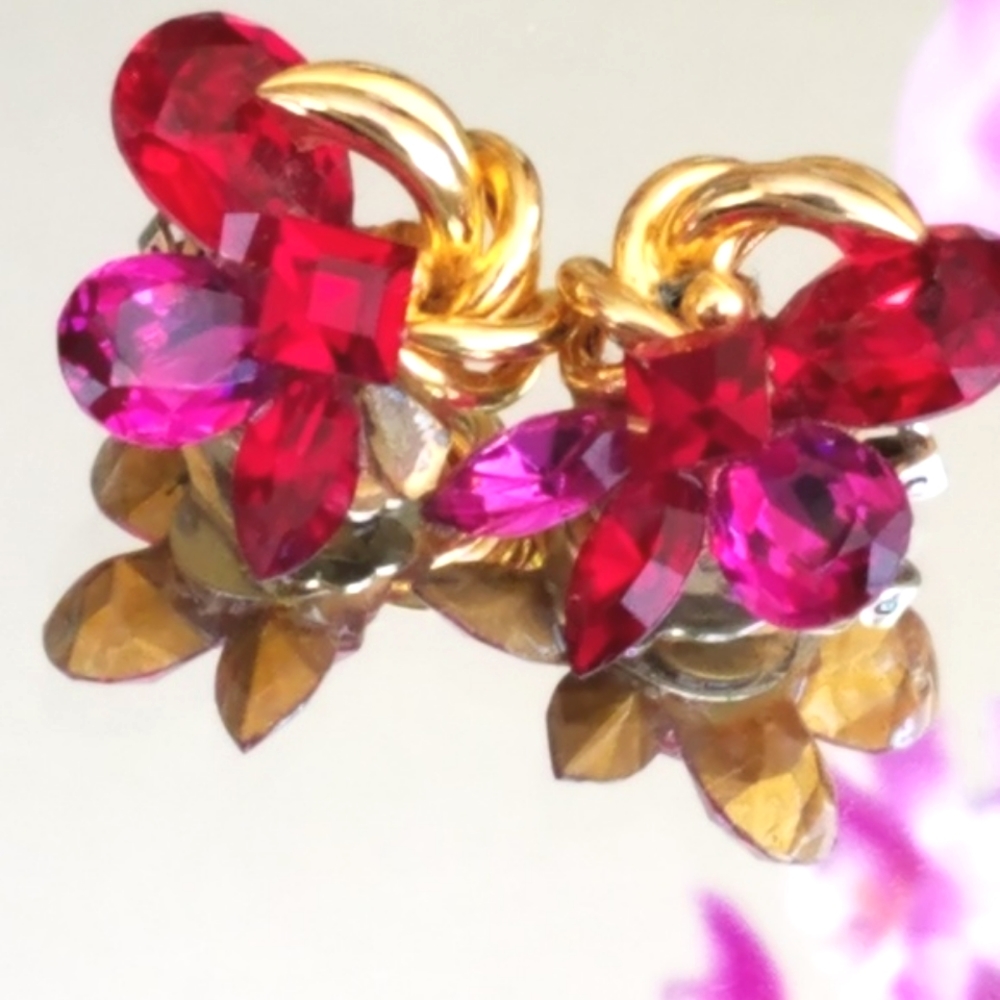 VTG 80's Jewel Cluster Clip-On Earrings